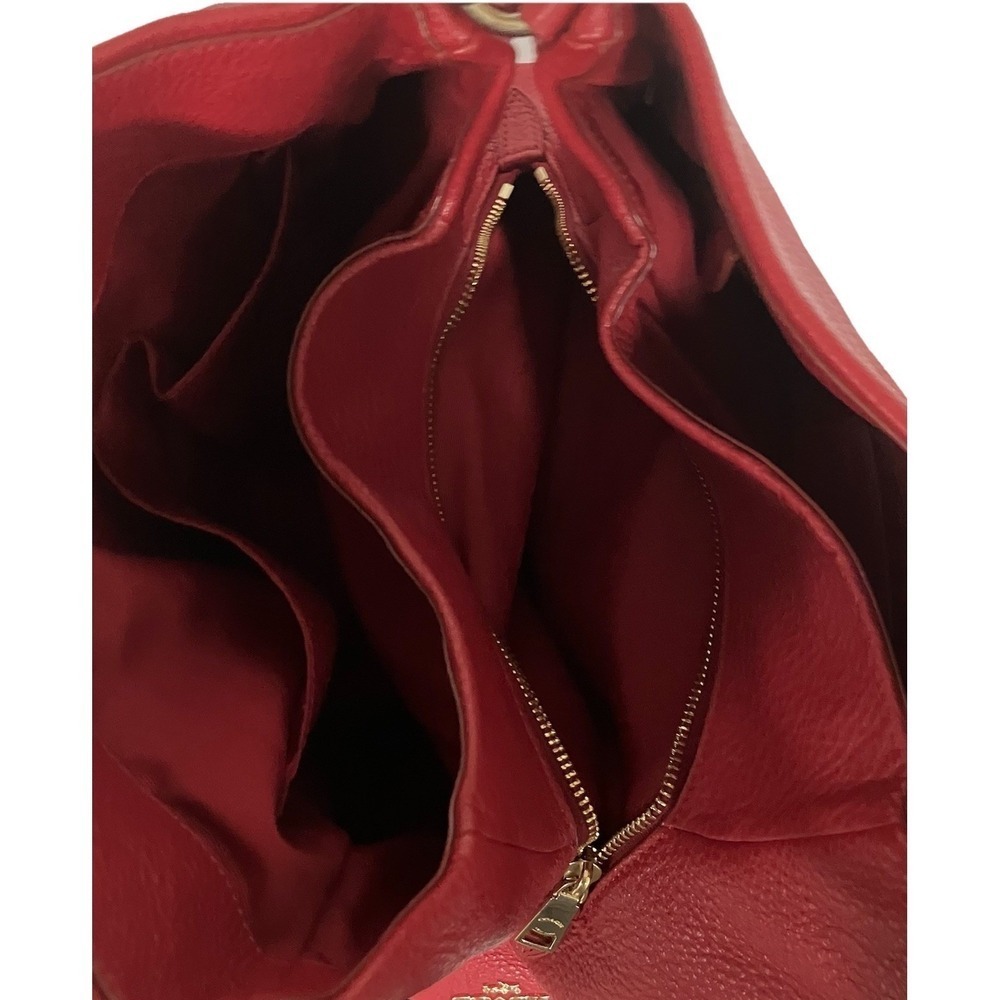 COACH Rich Red Tumbled Leather Three Compartment Vintage‎ Hobo Shoulder Bag - Picture 9 of 11